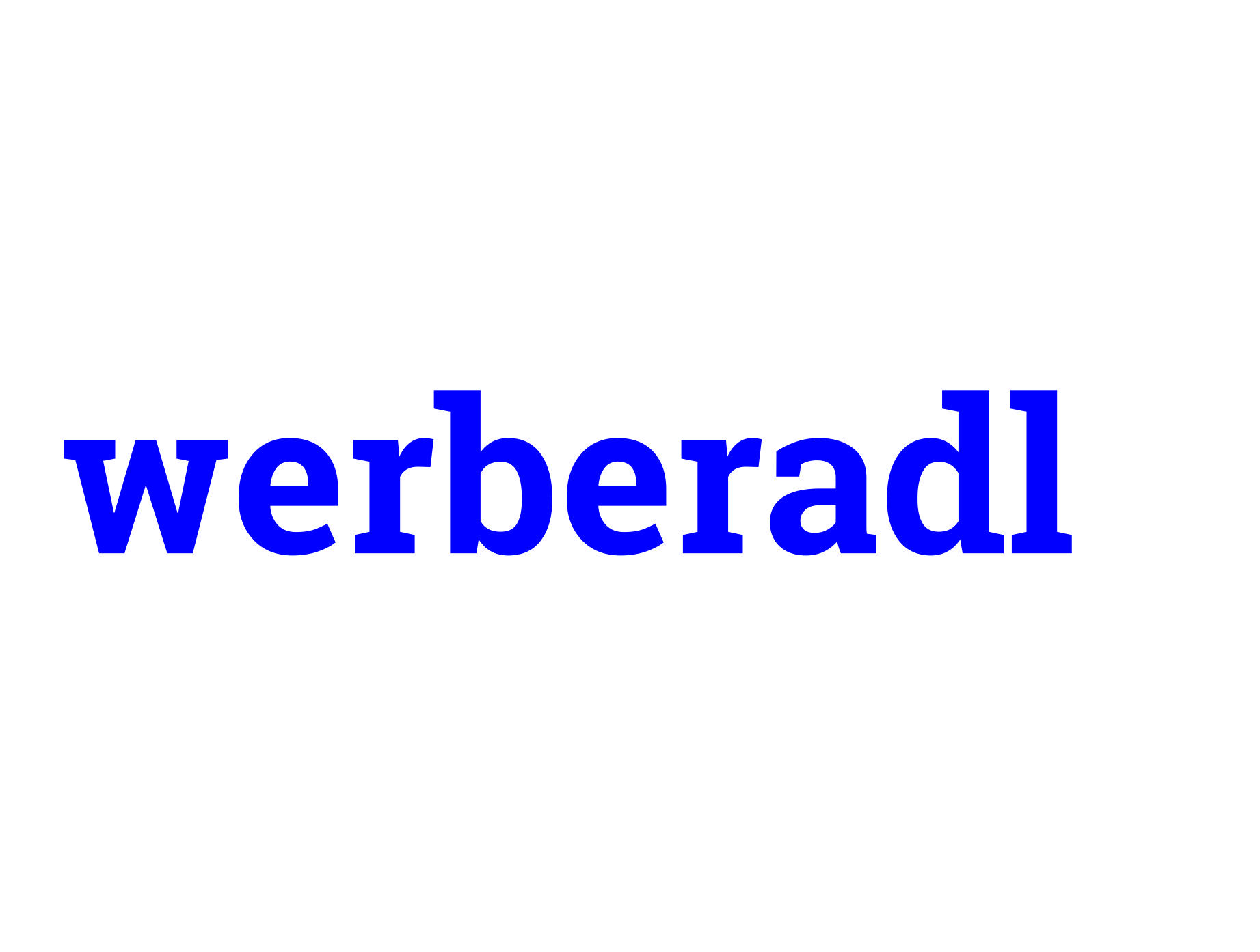 Ein blau-weißes Logo mit dem Schriftzug „werberadl“.