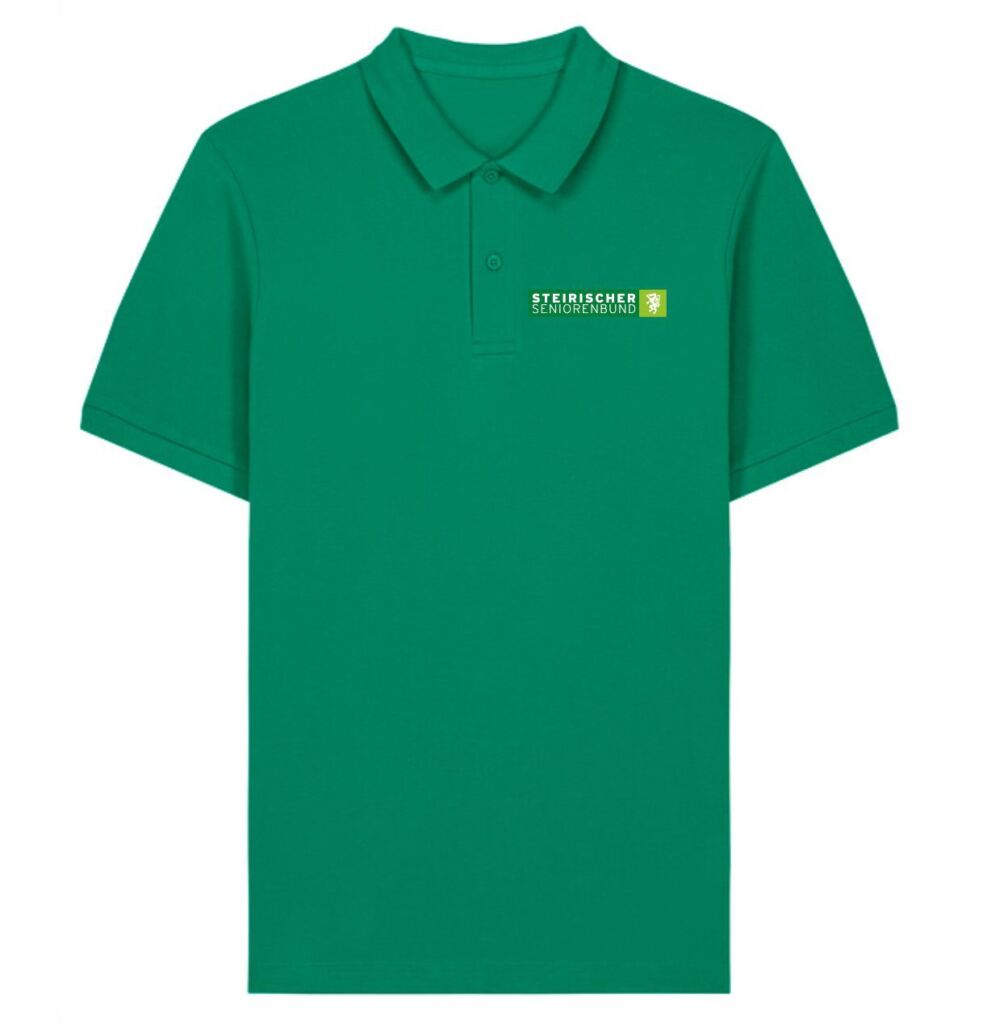Ein grünes Poloshirt mit Logo auf der Brust