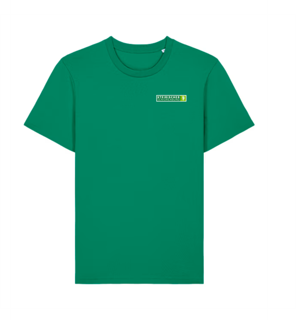 Ein grünes T-Shirt mit einem grünen Logo auf der Brust