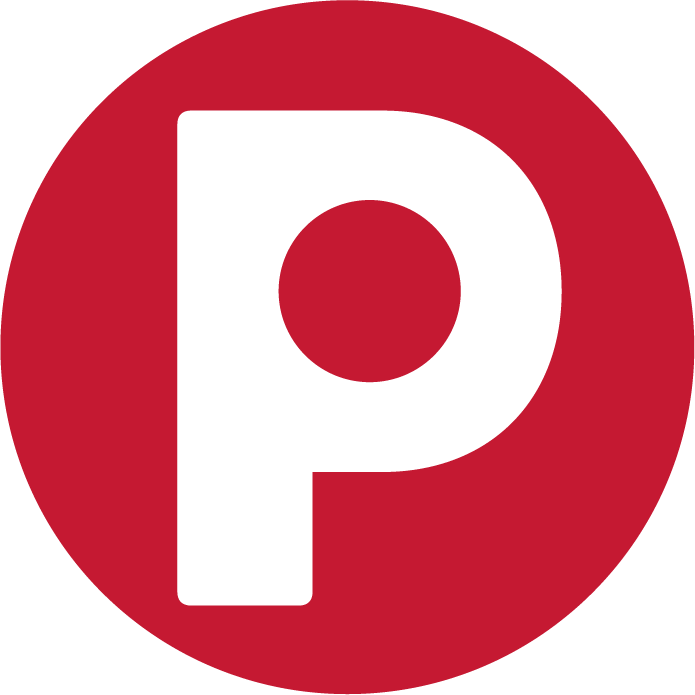 Ein rot-weißer Kreis mit dem Buchstaben P darin